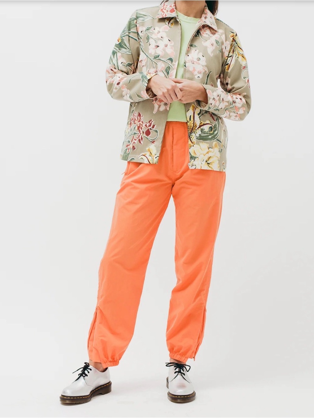 Maiden Noir Lilium Zip Blouson Floral Beige Light Seasonal Jacket Size 0/M